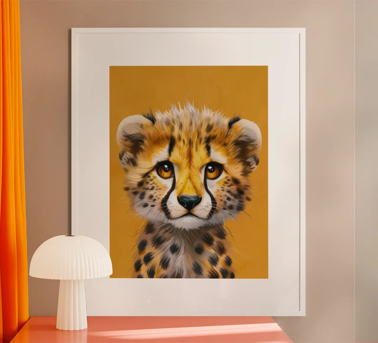 petit guépard aux grands yeux et à l'expression douce et enjouée poster de DesignDoodle