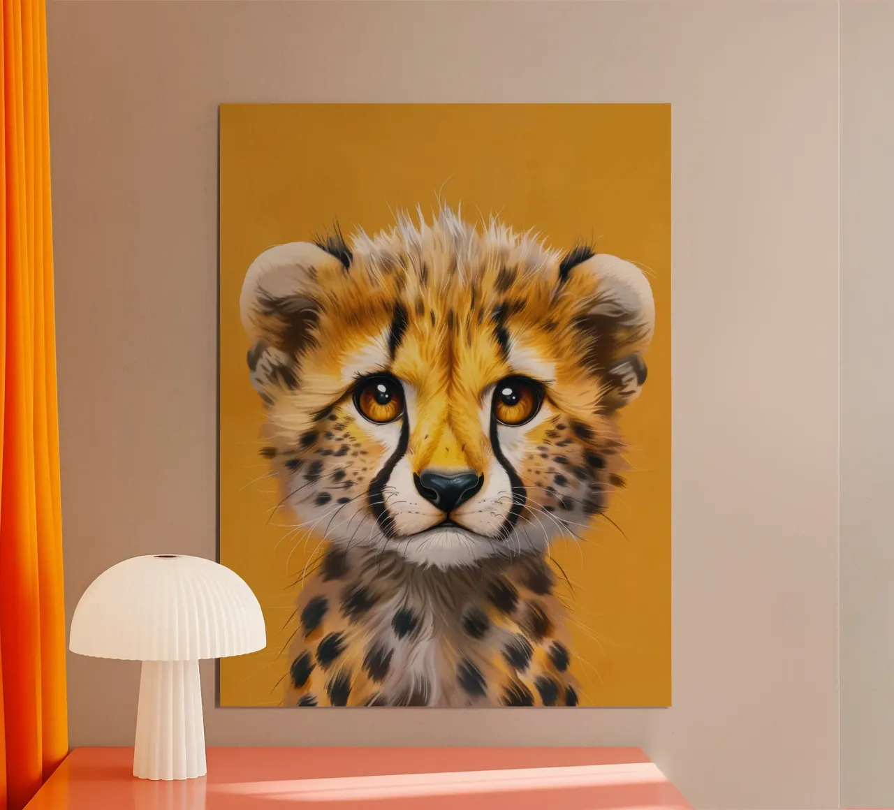 petit guépard aux grands yeux et à l'expression douce et enjouée poster de DesignDoodle