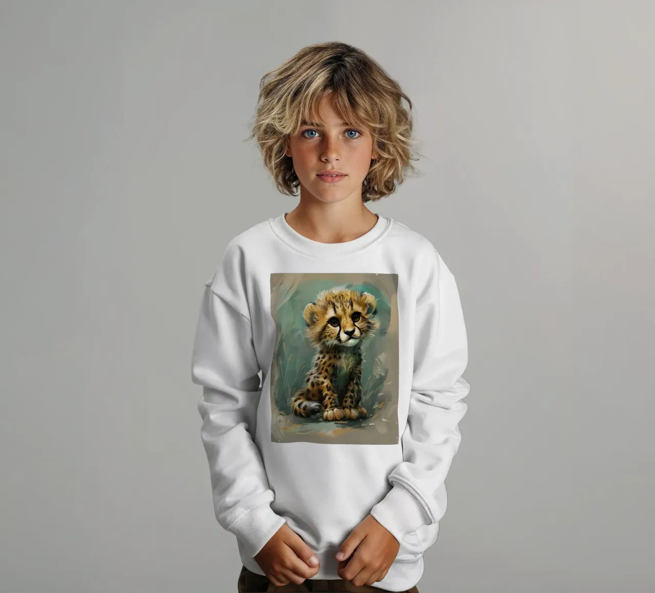 Gepardenjunges, das jugendlichen Charme versprüht Kinder Sweatshirt von DesignDoodle