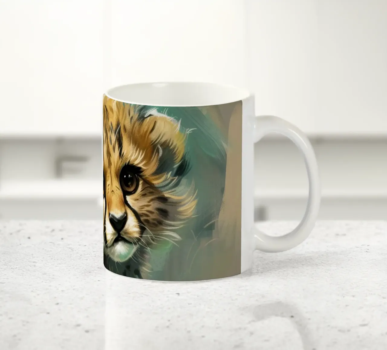 cucciolo di ghepardo, che evoca il fascino della giovinezza tazza in ceramica da DesignDoodle