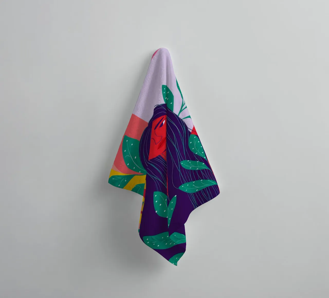 Cheveux rouges Feuilles vertes serviette de bain de Peak Delusion