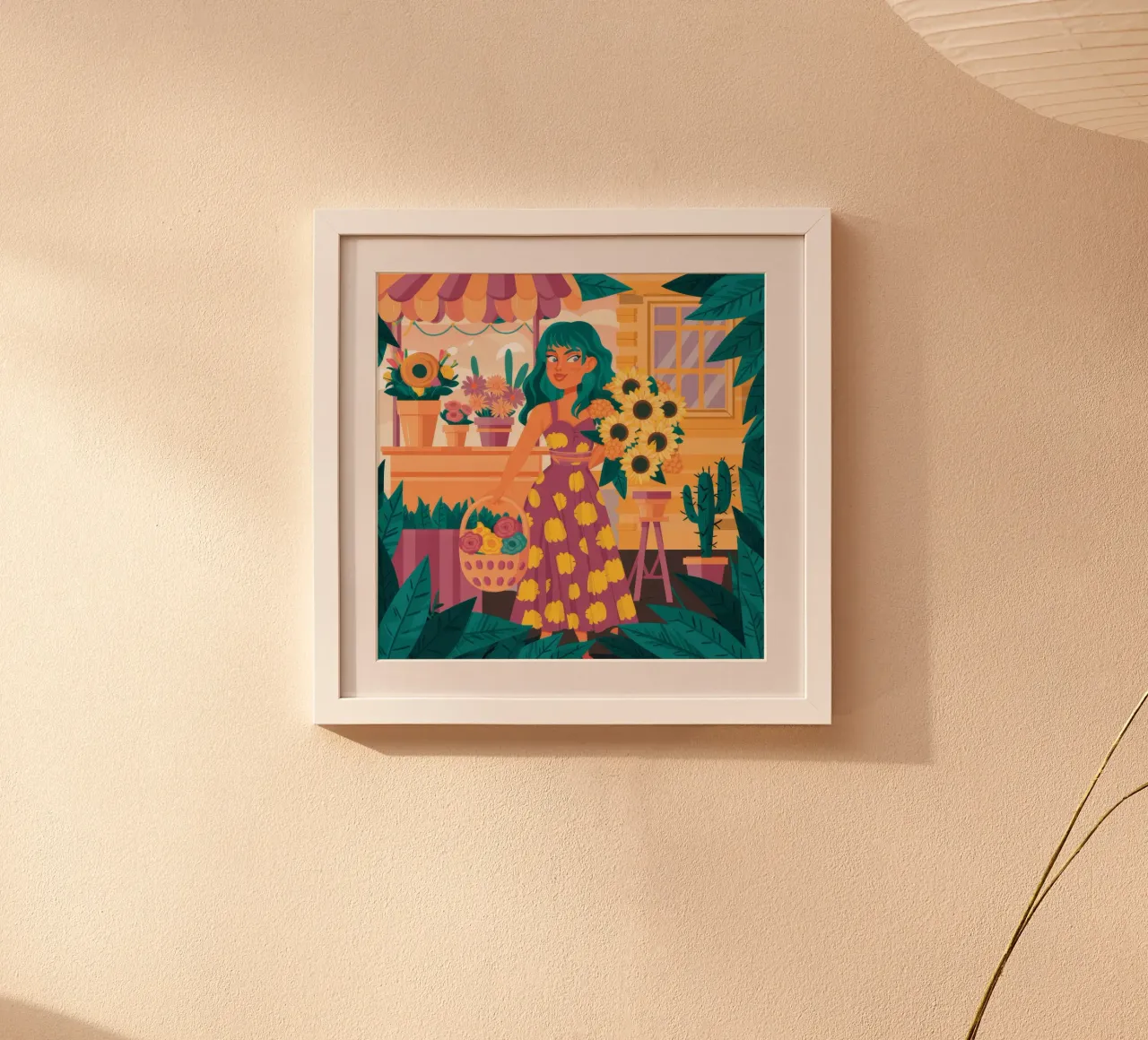 Giornata del mercato dei fiori poster con telaio in plastica da Peak Delusion