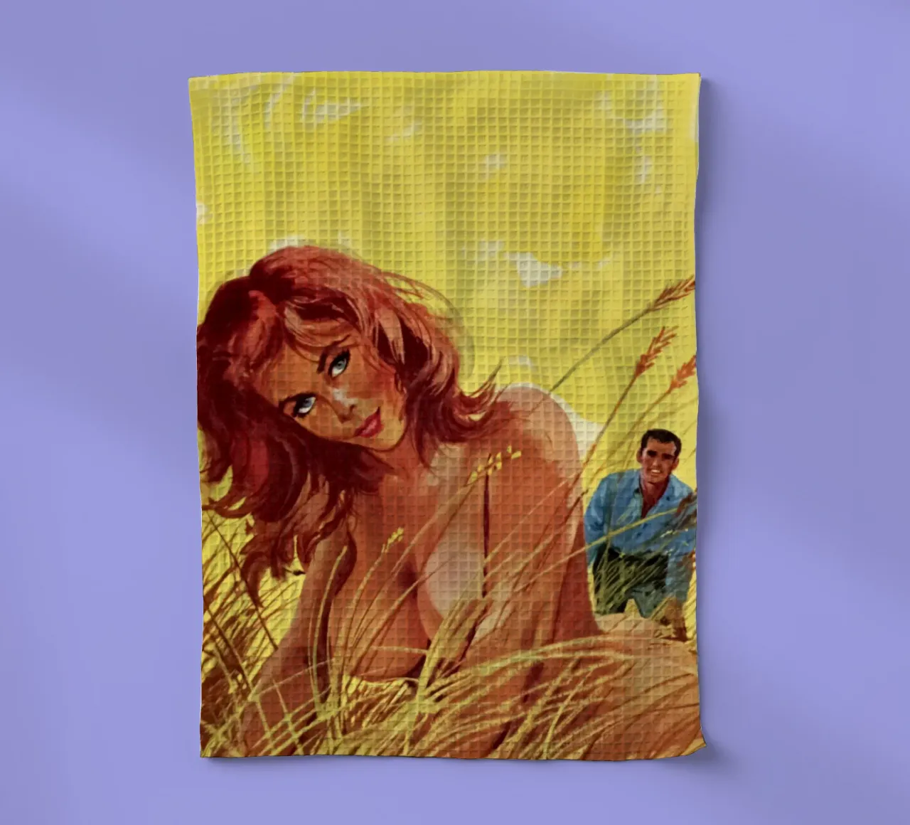 Schönes Mädchen im Gras Geschirrtuch von Vintage Beauties