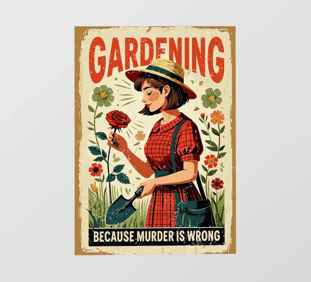 GARDENING BECAUSE MURDER IS WRONG telo in pvc da edsonramosart