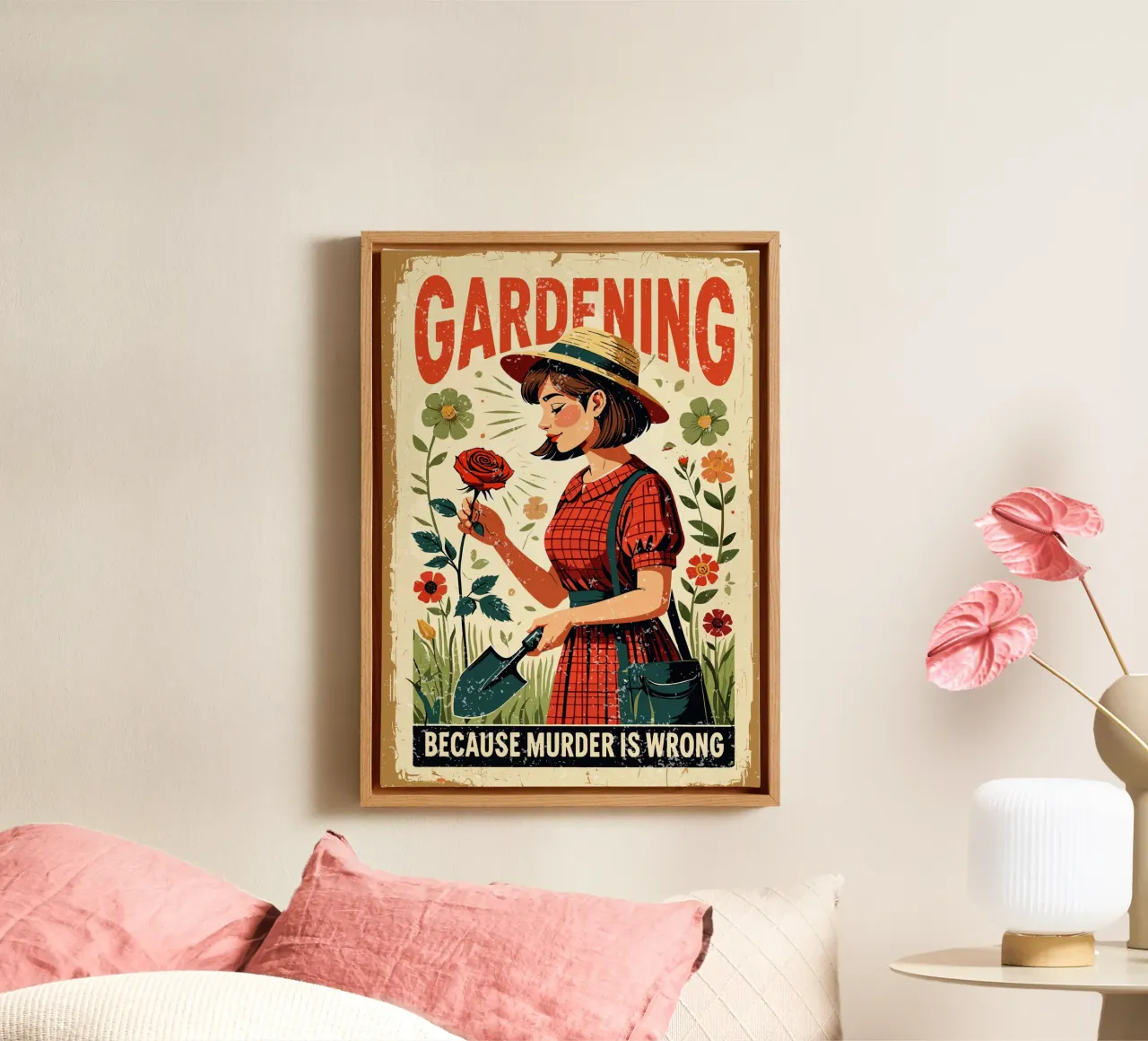 GARDENING BECAUSE MURDER IS WRONG tela con Cornice a cassetta da edsonramosart