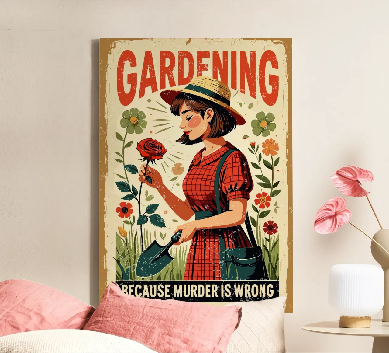 GARDENING BECAUSE MURDER IS WRONG tela con Cornice a cassetta da edsonramosart
