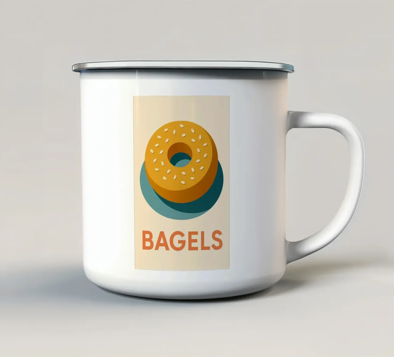 Bagel - Il cerchio perfetto per una colazione alla moda tazza in smalto da Boissons - Affiches & posters - Retro