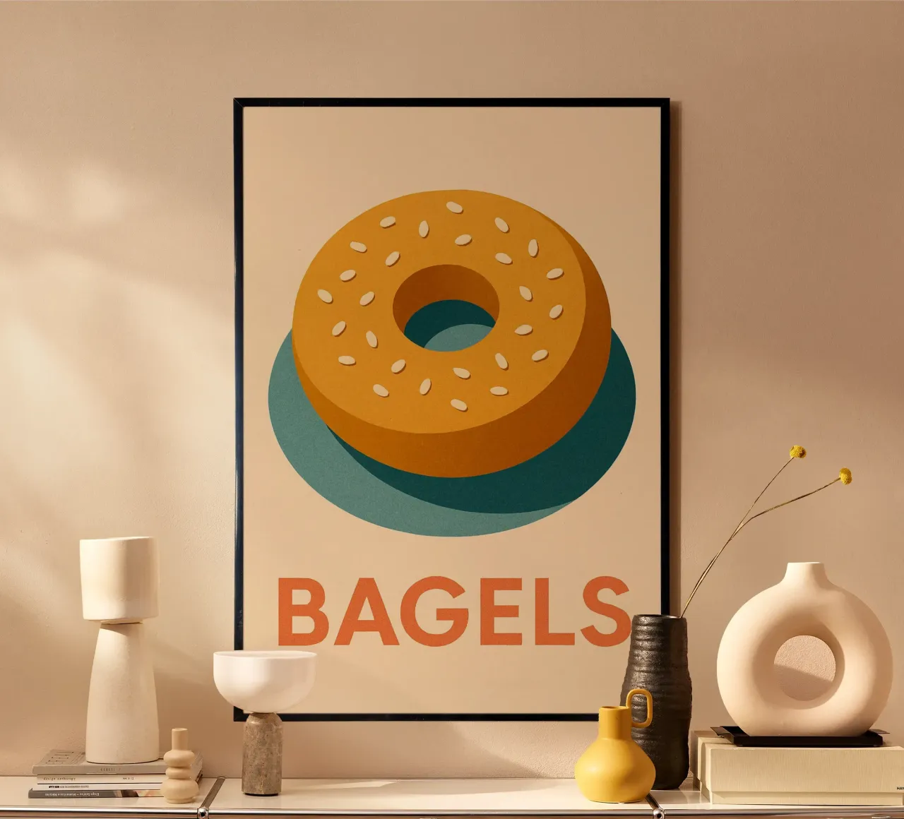 Bagels - The perfect circle for a stylish breakfast hahnemühle by Boissons - Affiches & posters - Retro