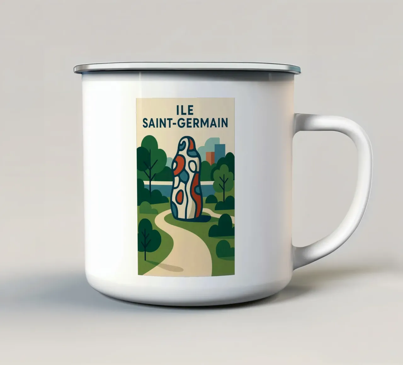 Île Saint-Germain - La Torre delle Figure tazza in smalto da JETLAG | affiches voyage