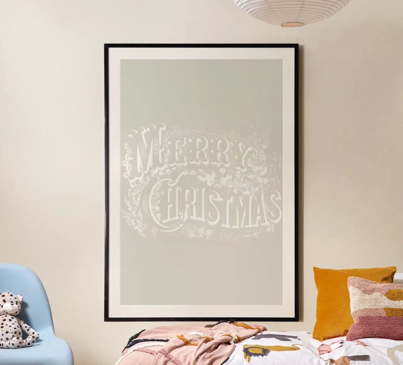 Vintage Holidays Merry 1 Retro Beige poster con telaio in legno da Monika Strigel