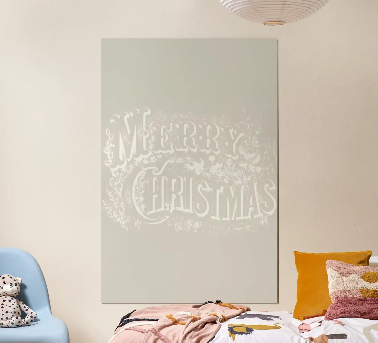 Vintage Holidays Merry 1 Retro Beige poster con telaio in legno da Monika Strigel