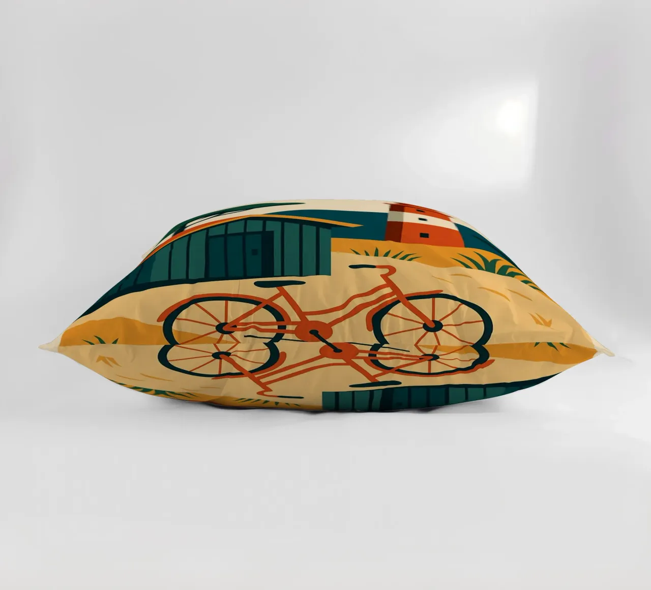 Cap Ferret - Un momento di pace tra faro, bicicletta e ostriche cuscino da JETLAG | affiches voyage