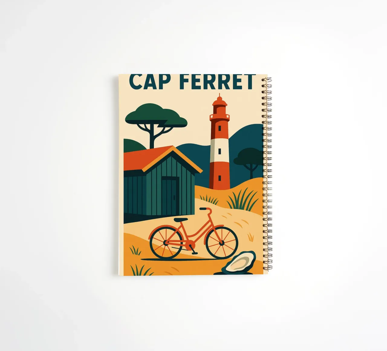 Cap Ferret - Der friedliche Moment zwischen Leuchtturm, Fahrrad und Austern Ringbuch von JETLAG | affiches voyage