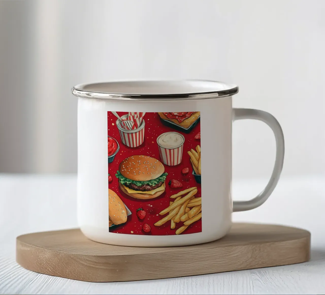 Hamburger e patatine tazza in smalto da Justyna Jaszke JBJart