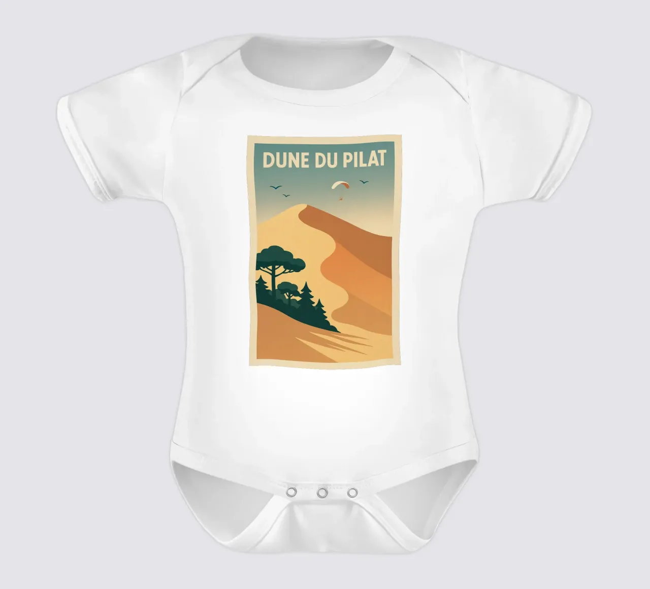 Dune du Pilat - Immensità dorata in stile vintage body neonato maniche corte da JETLAG | affiches voyage