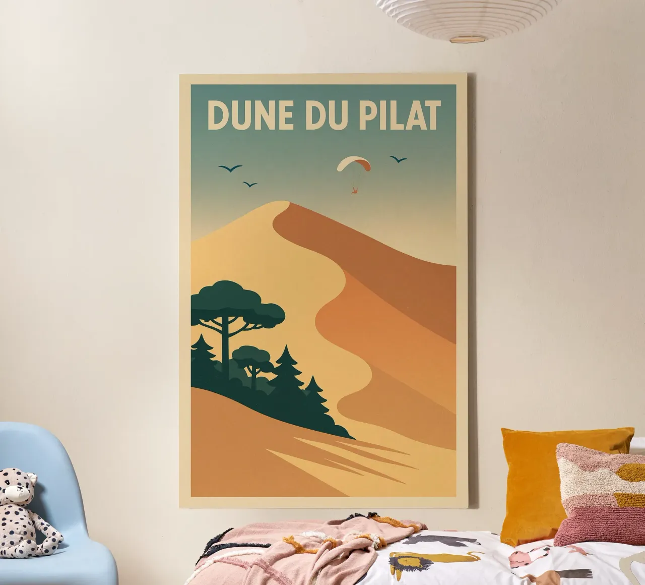 Dune du Pilat - Golden immensity in vintage style canvas by JETLAG | affiches voyage