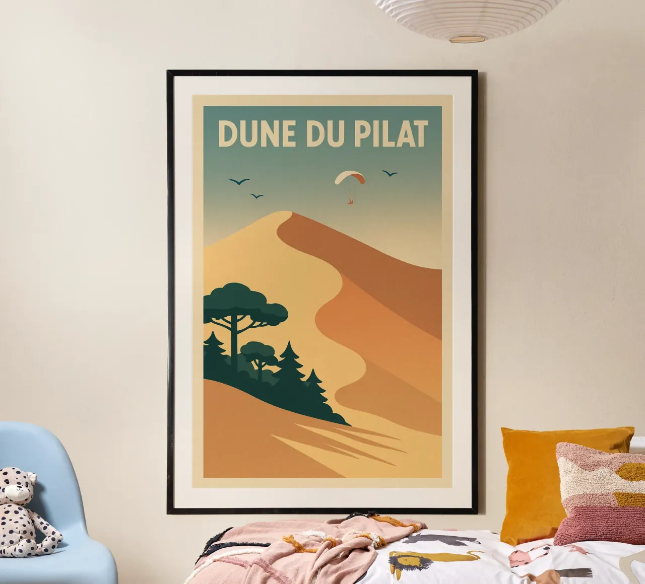 Dune du Pilat - Golden immensity in vintage style poster by JETLAG | affiches voyage