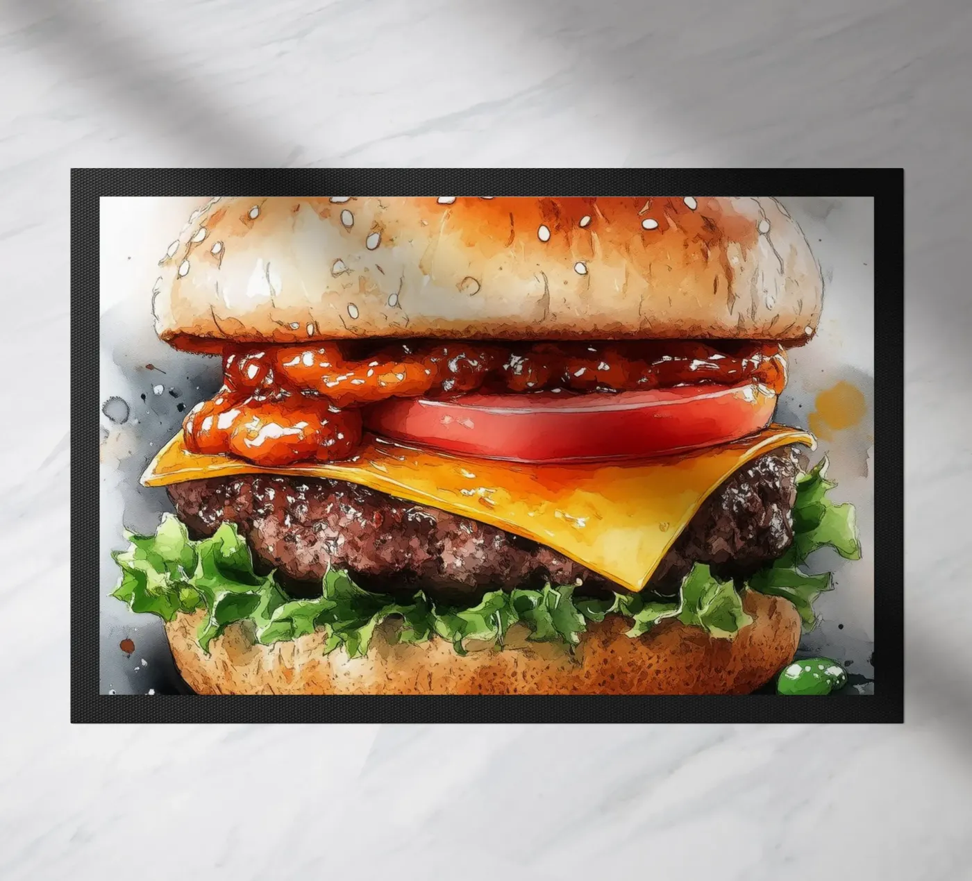 Burger doormat by Justyna Jaszke JBJart