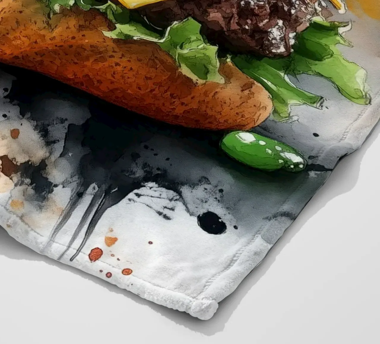 Burger fleece blanket by Justyna Jaszke JBJart