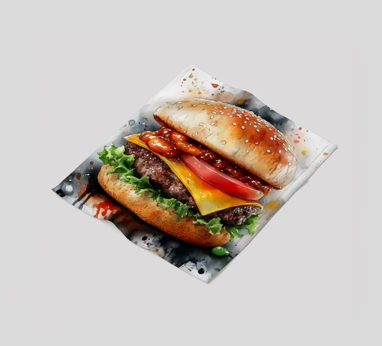 Burger fleece blanket by Justyna Jaszke JBJart