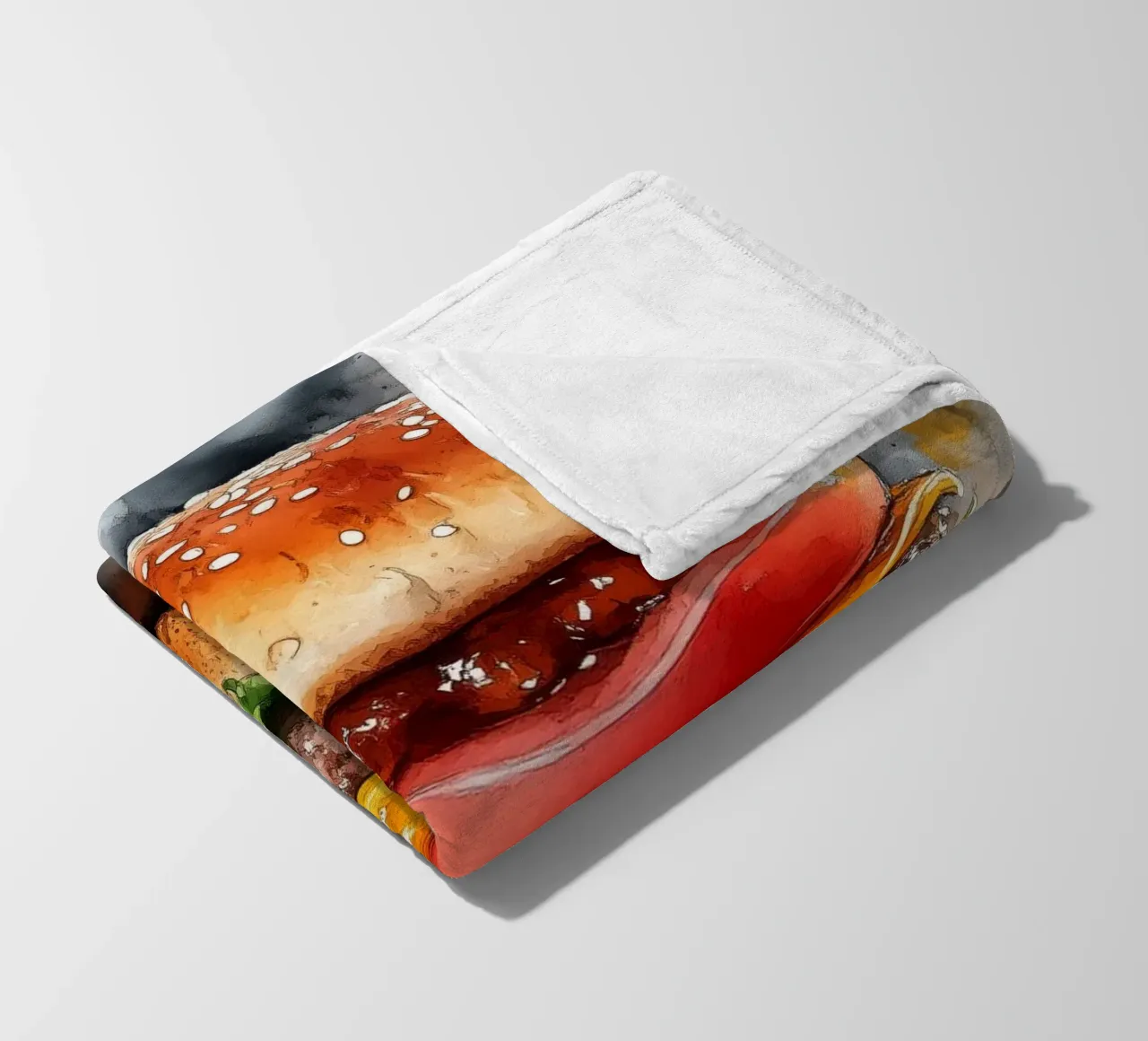 Burger fleece blanket by Justyna Jaszke JBJart