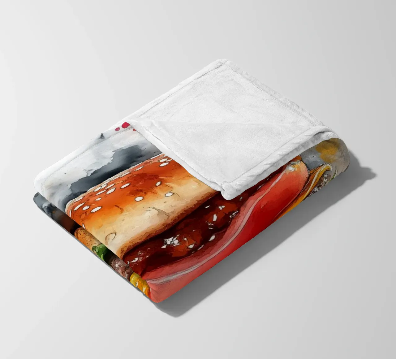 Burger fleece blanket by Justyna Jaszke JBJart
