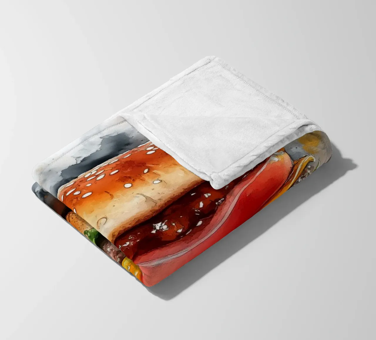 Burger fleece blanket by Justyna Jaszke JBJart