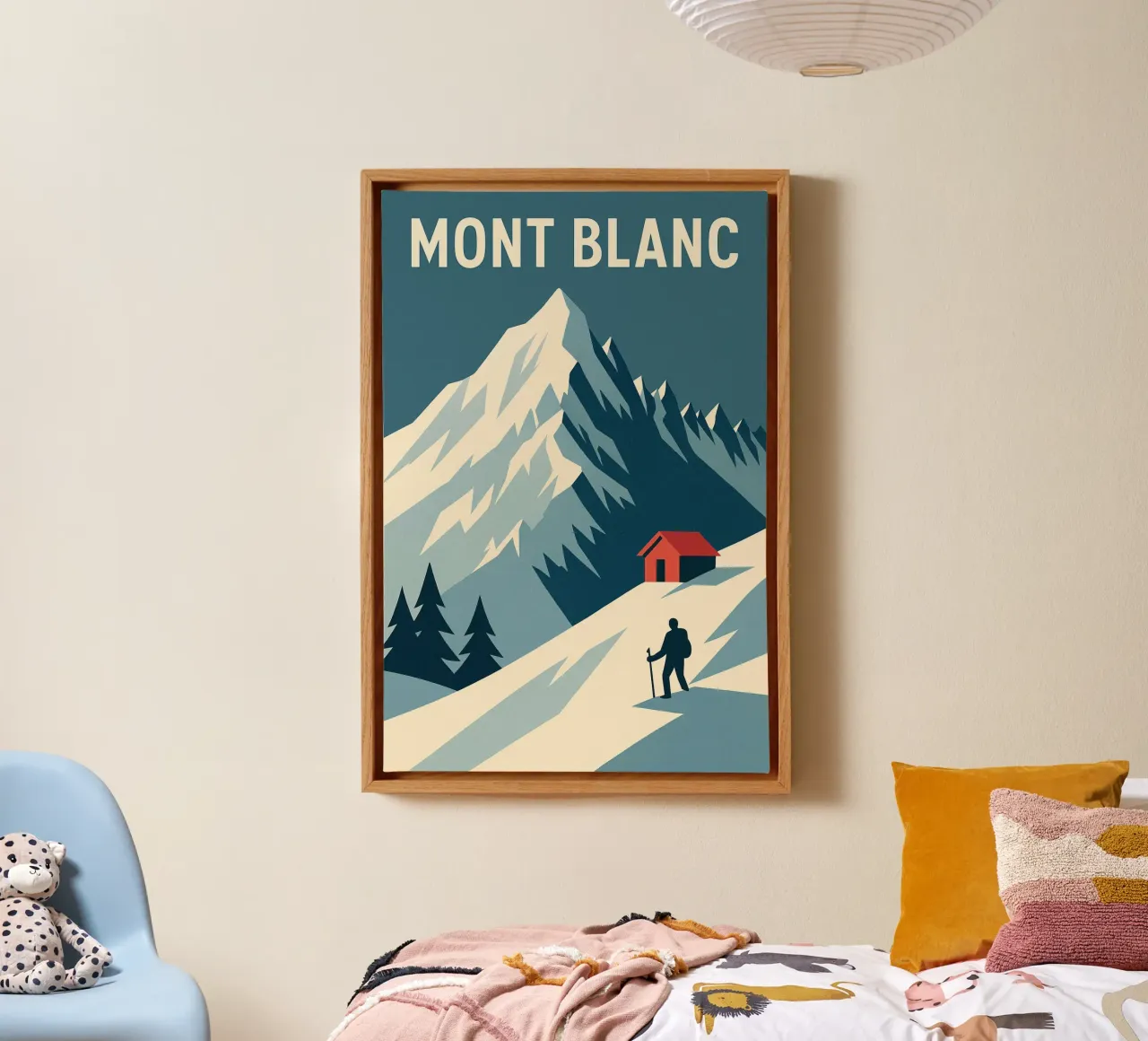 Mont Blanc - Graphic Escape to the Summit canvas with Floater frame by JETLAG | affiches voyage