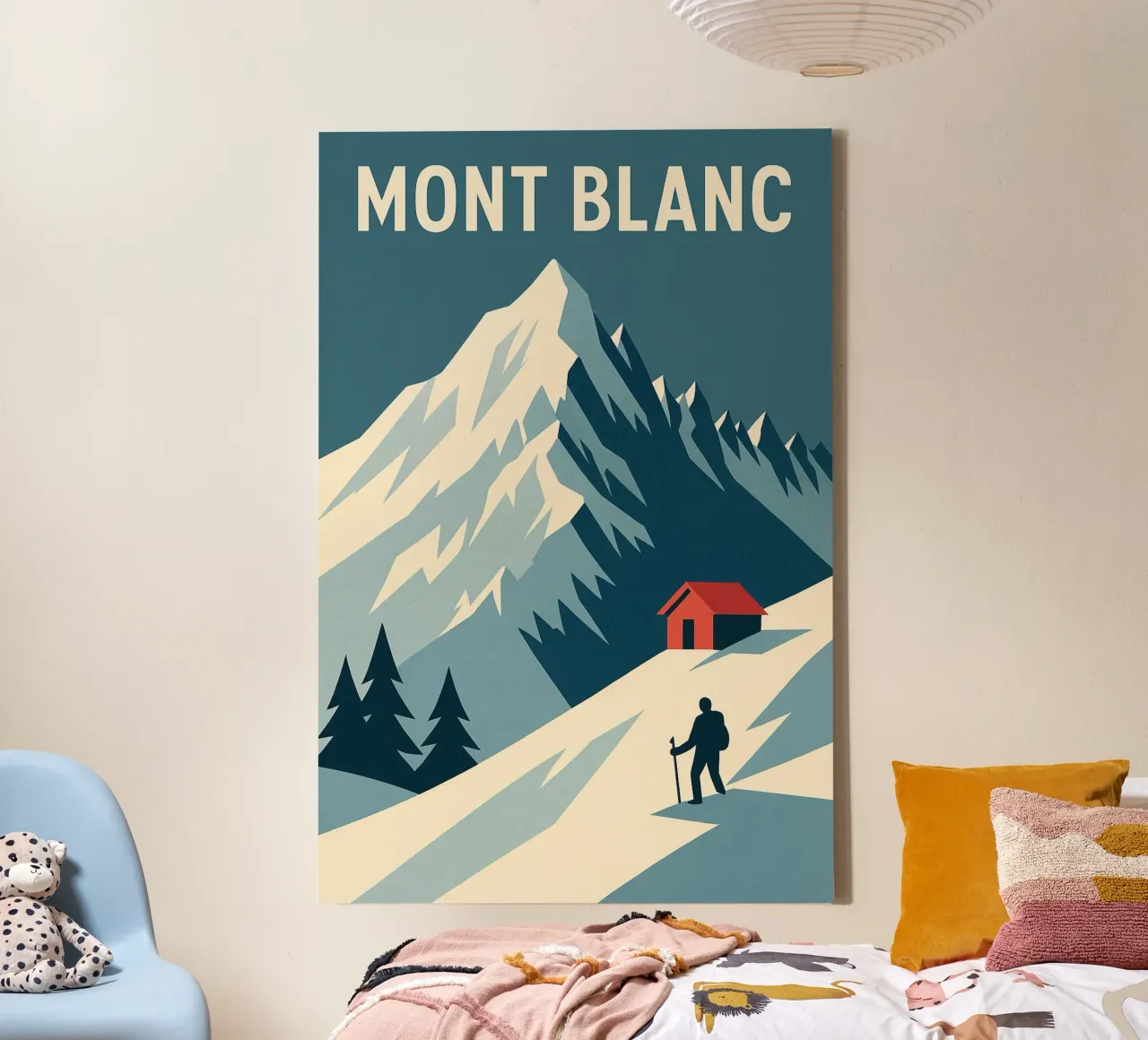 Mont Blanc - Graphic Escape to the Summit canvas with Floater frame by JETLAG | affiches voyage