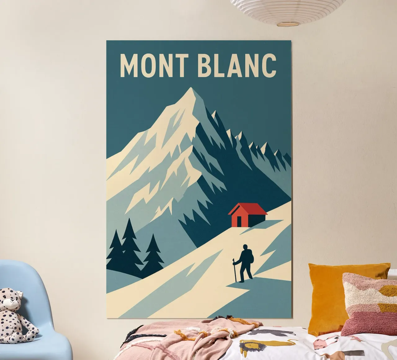 Monte Bianco - Fuga grafica verso la vetta poster con telaio in plastica da JETLAG | affiches voyage