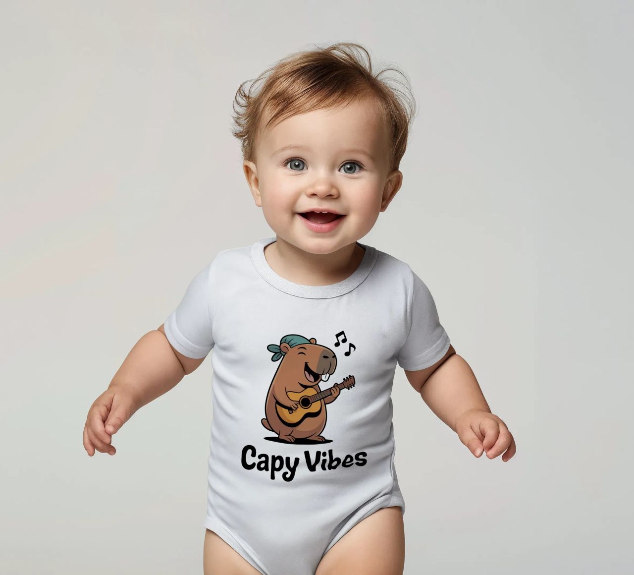 Capy & Bara Capy Vibes body neonato maniche corte da Capy & Bara