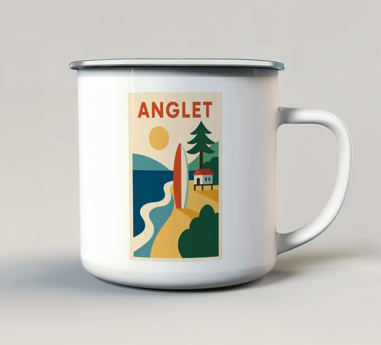 ANGLET - Surf, pini e sole in riva al mare tazza in smalto da JETLAG | affiches voyage