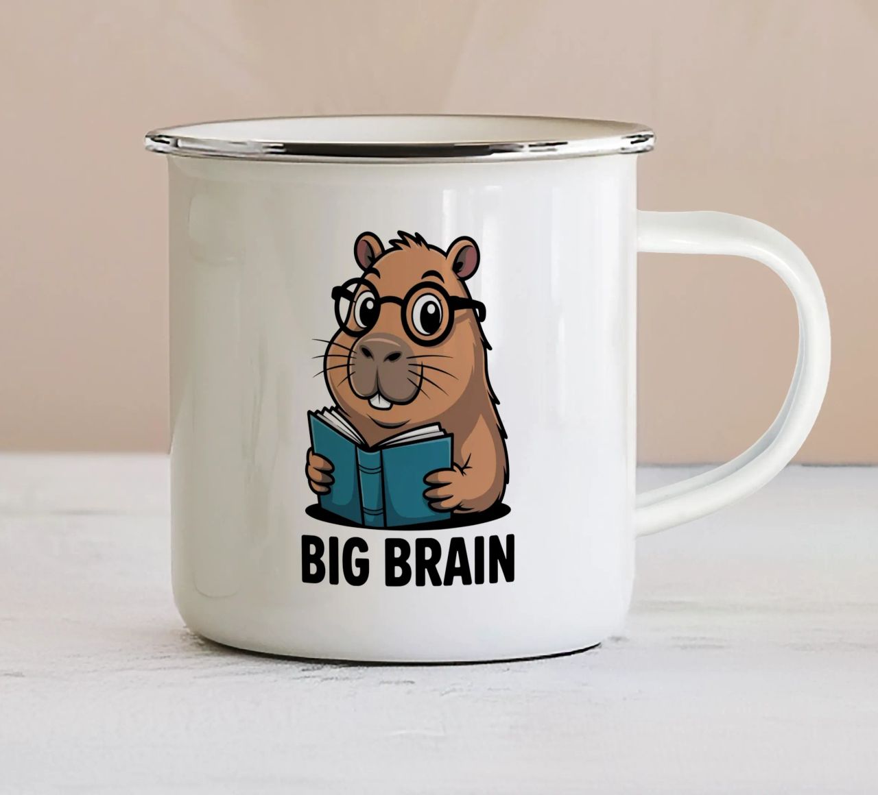 Capy & Bara Big Brain tazza in smalto da Capy & Bara