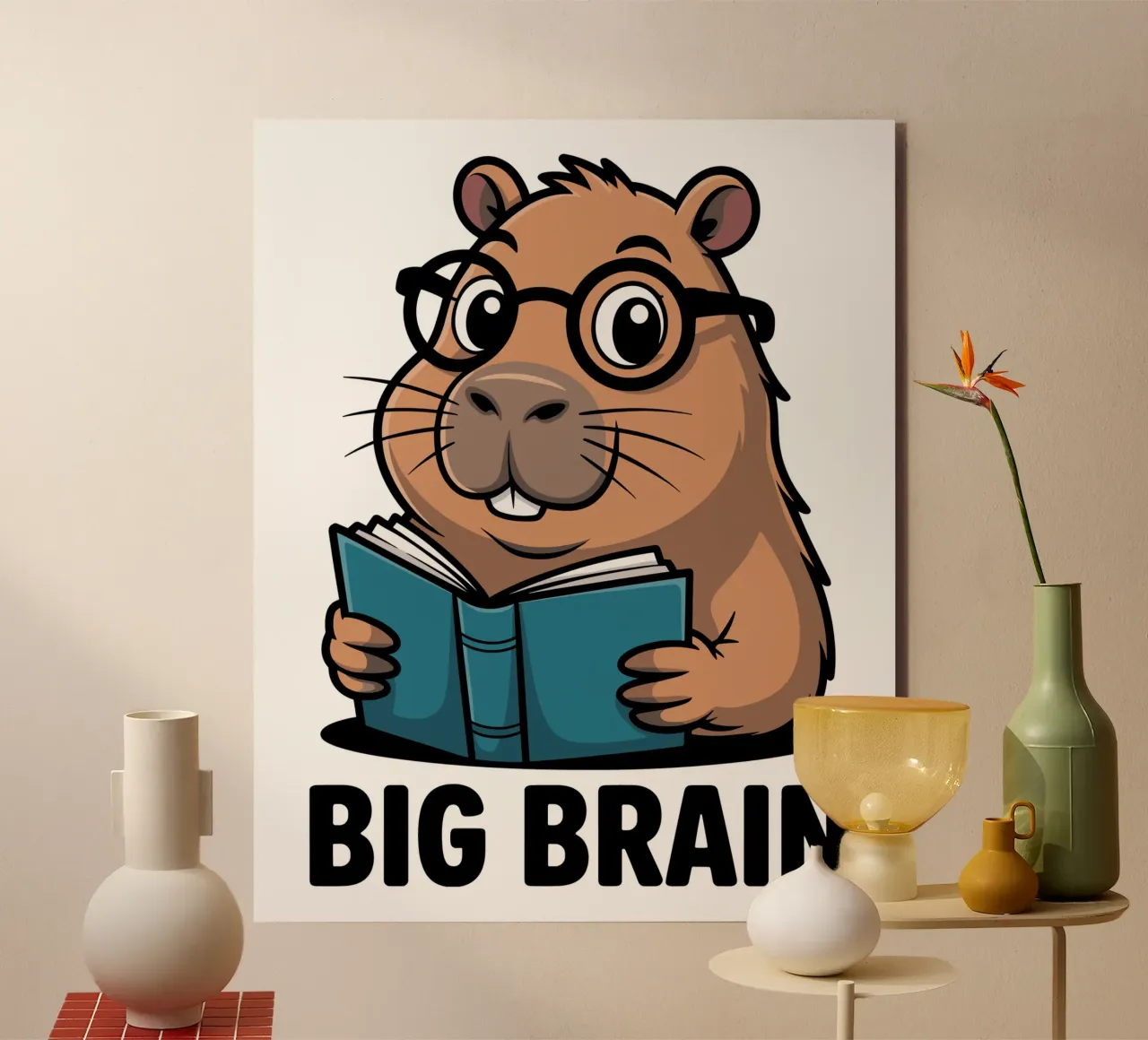Capy & Bara Big Brain alluminio dibond da Shirtfantastisch