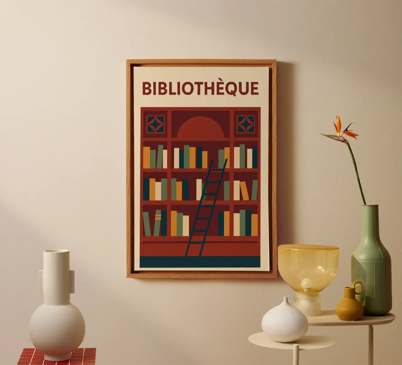 BIBLIOTECA - L'eleganza grafica della conoscenza tela con Cornice a cassetta da Art Typo Essentiel