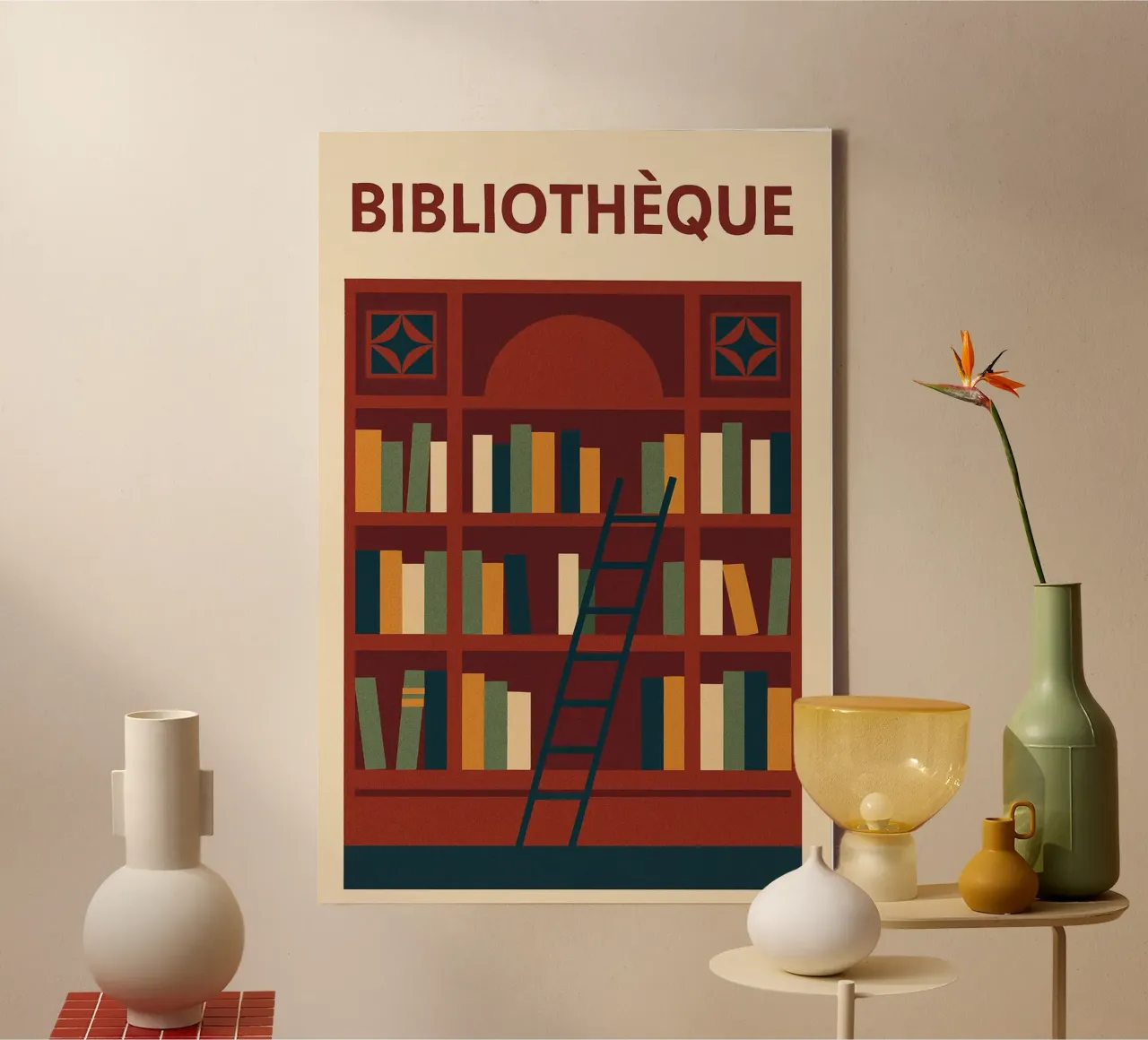 BIBLIOTECA - L'eleganza grafica della conoscenza tela con Cornice a cassetta da Art Typo Essentiel