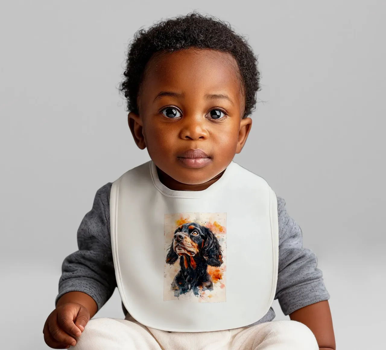 Dog cocker spaniel baby bib by Justyna Jaszke JBJart