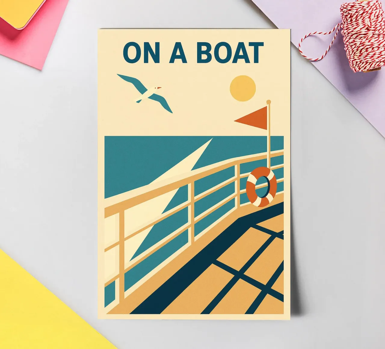 SU UNA BARCA - Fuga in linea retta foglio adesivo da Art Typo Essentiel