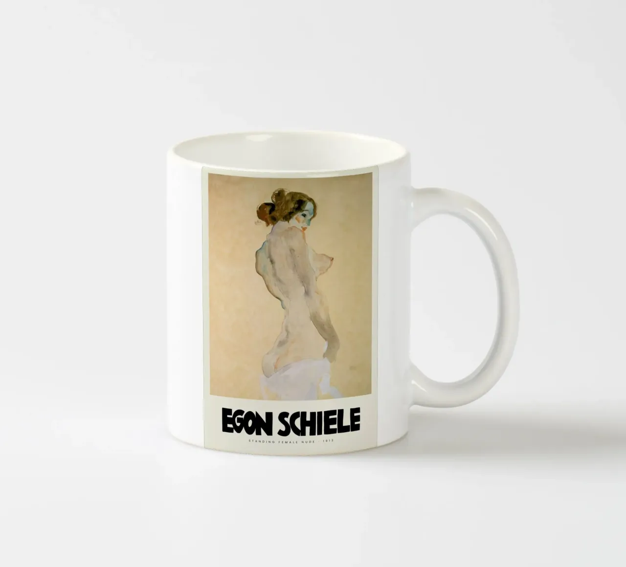 Schiele - Standing Female Nude III ceramic mug by Vintage by JUNIQE