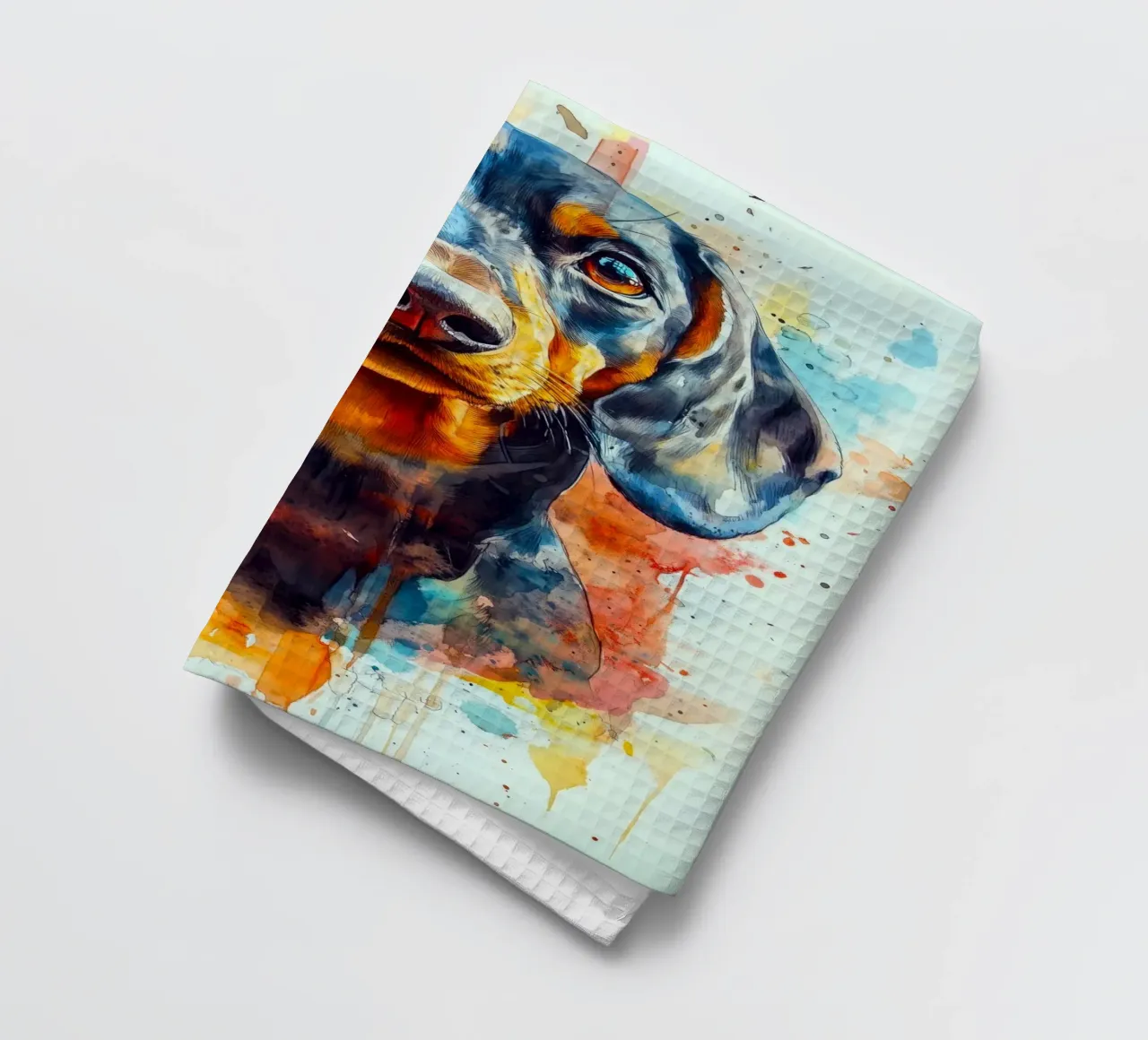 Dachshund dog tea towel by Justyna Jaszke JBJart