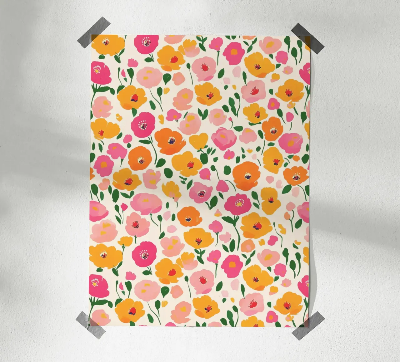 Botanisch klaprozenveld kleurrijke bloemen in bloei poster met aluminium frame van Gentle Echoes Art
