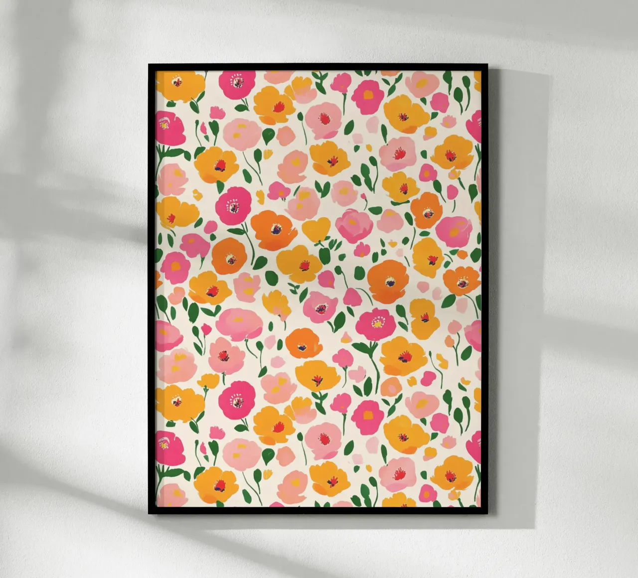 Botanisch klaprozenveld kleurrijke bloemen in bloei poster met aluminium frame van Gentle Echoes Art