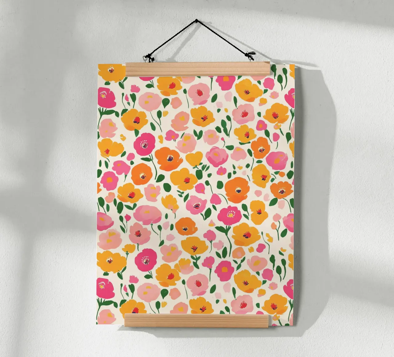 Botanisch klaprozenveld kleurrijke bloemen in bloei poster met aluminium frame van Gentle Echoes Art