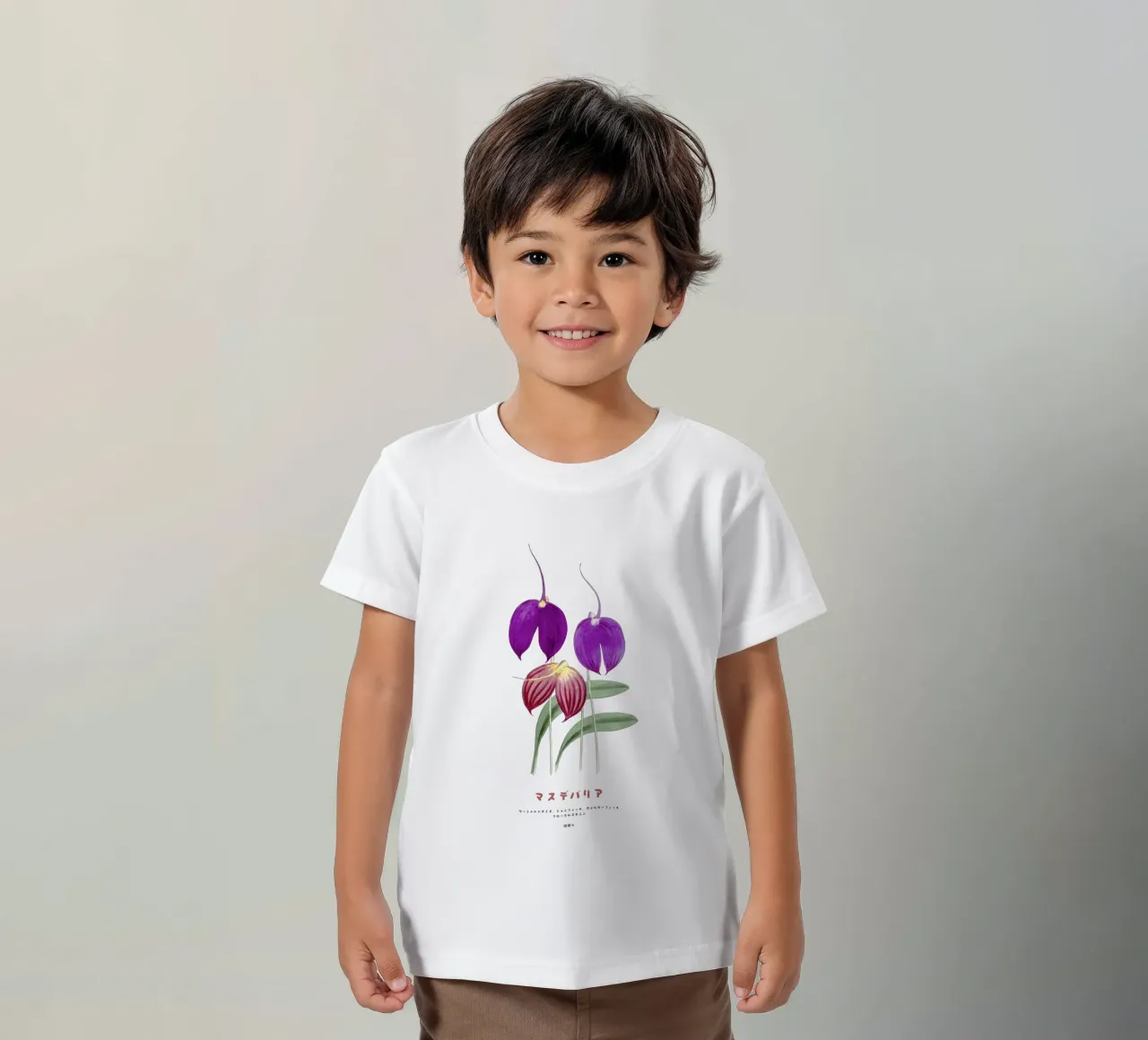 Vintage Masdevallia Flowers kids t-shirt by Vintagrafica