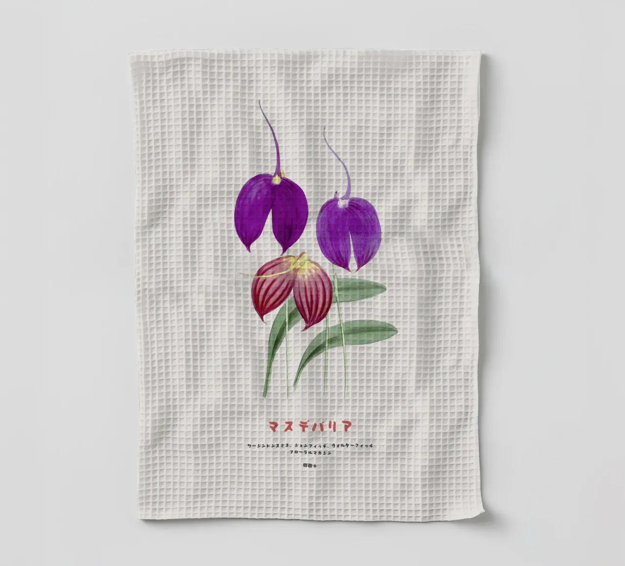 Fiori di Masdevallia d'epoca canovaccio da cucina da Vintagrafica