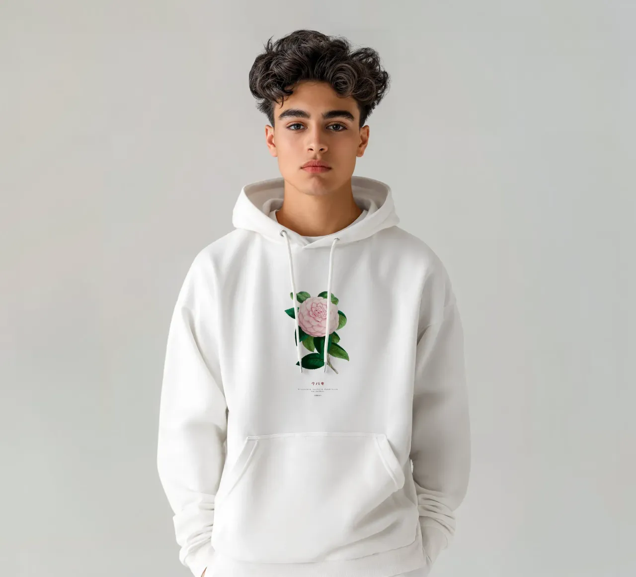 Fiore di camelia giapponese vintage felpa con cappuccio da Vintagrafica