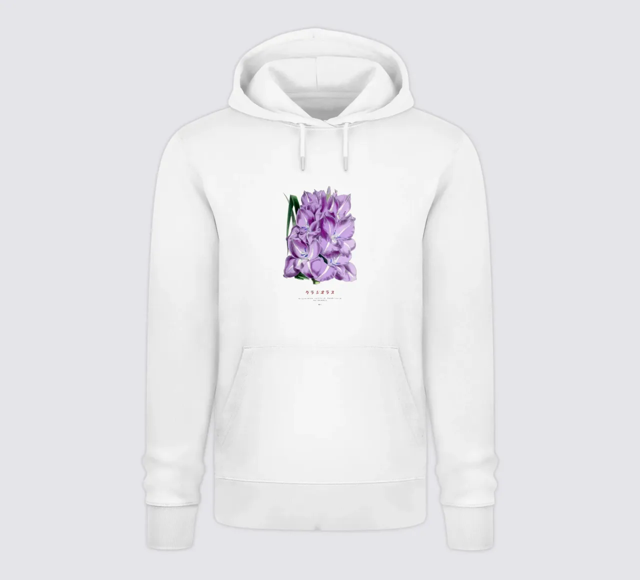 Grafico botanico giapponese del gladiolo felpa con cappuccio da Vintagrafica