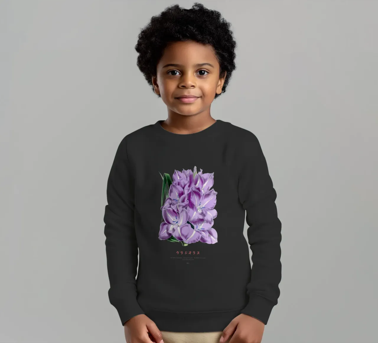 Grafico botanico giapponese del gladiolo felpa bambino da Vintagrafica