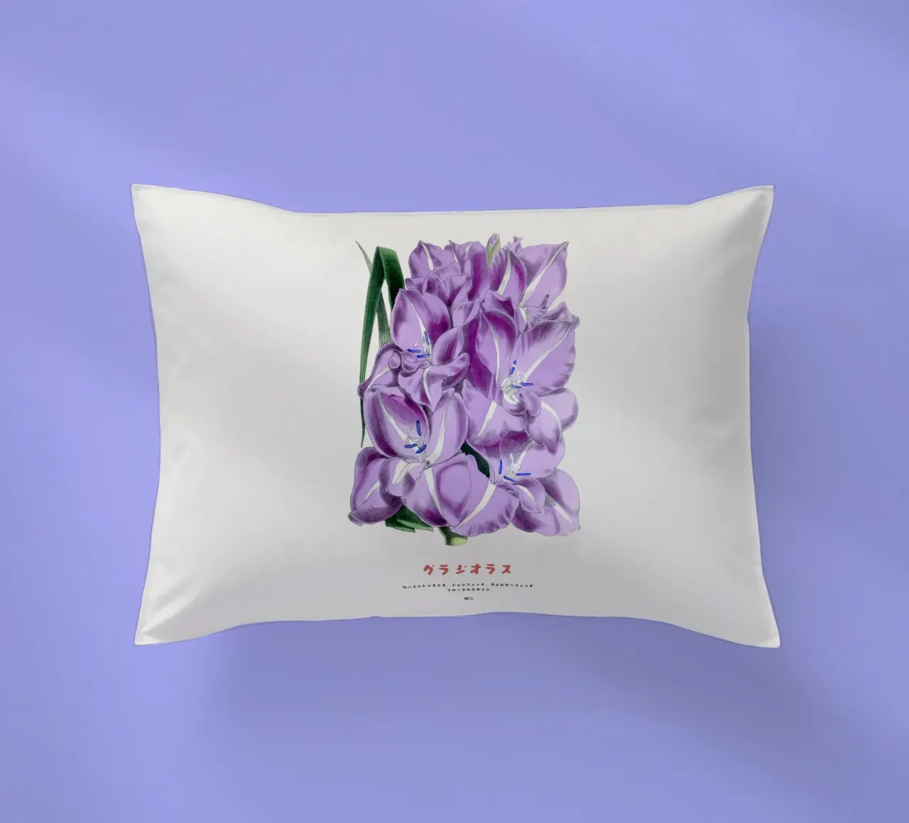 Gladiolus Japanese Botanical Chart decorative cushion by Vintagrafica