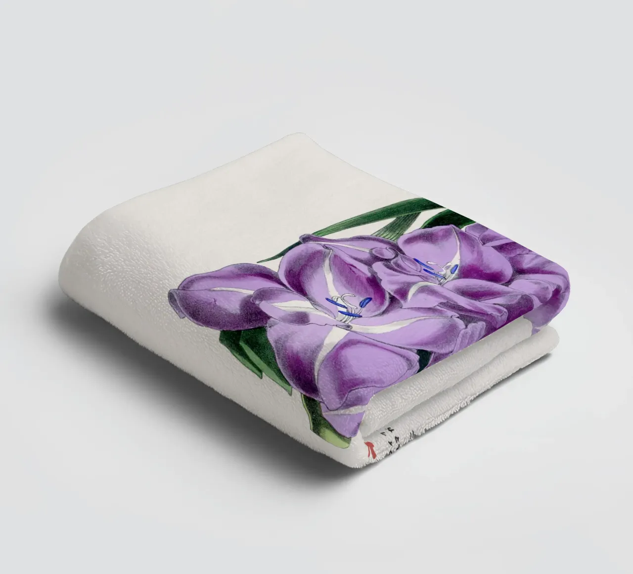 Grafico botanico giapponese del gladiolo asciugamano da bagno da Vintagrafica